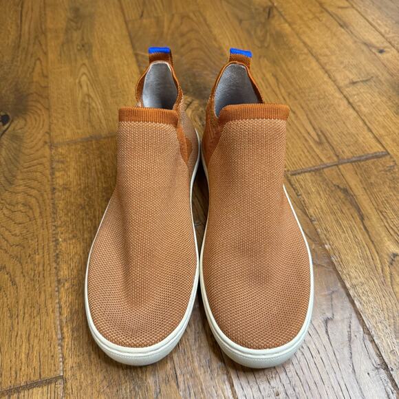 Rothys Chelsea Fawn Bootie High Top Sneaker Womens 7 Camel Brown Slip On Knit - Picture 2 of 6